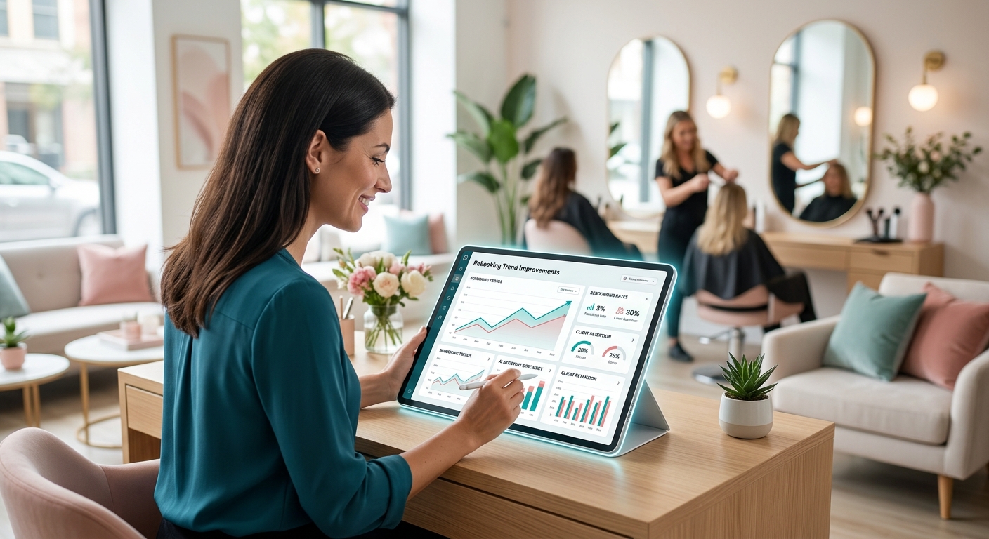 AI-generated illustrative salon booking workflow image for beauty and wellness case study.
